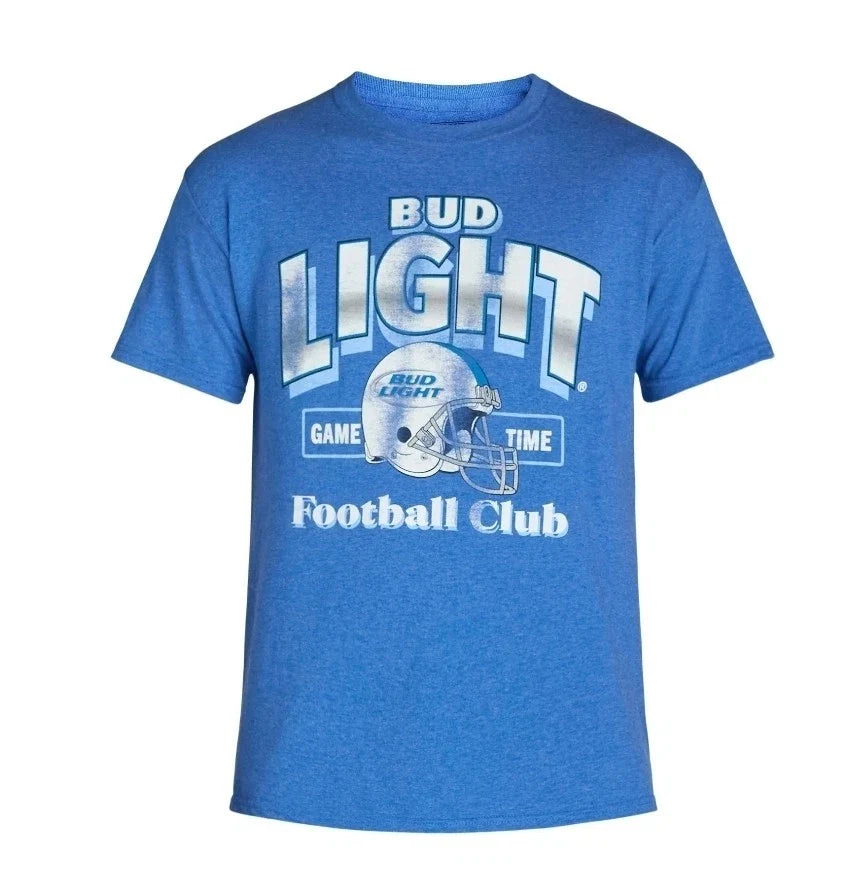 Bud Light Shirt Mens Large Royal Heather Blue Beer Game Time Football Club New Unisex , , , Long Sleeve Tee