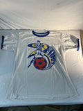 Vintage Ringer style Soccer t shirt blue and yellow Cleveland Force .. Large Unisex , , , Long Sleeve Tee