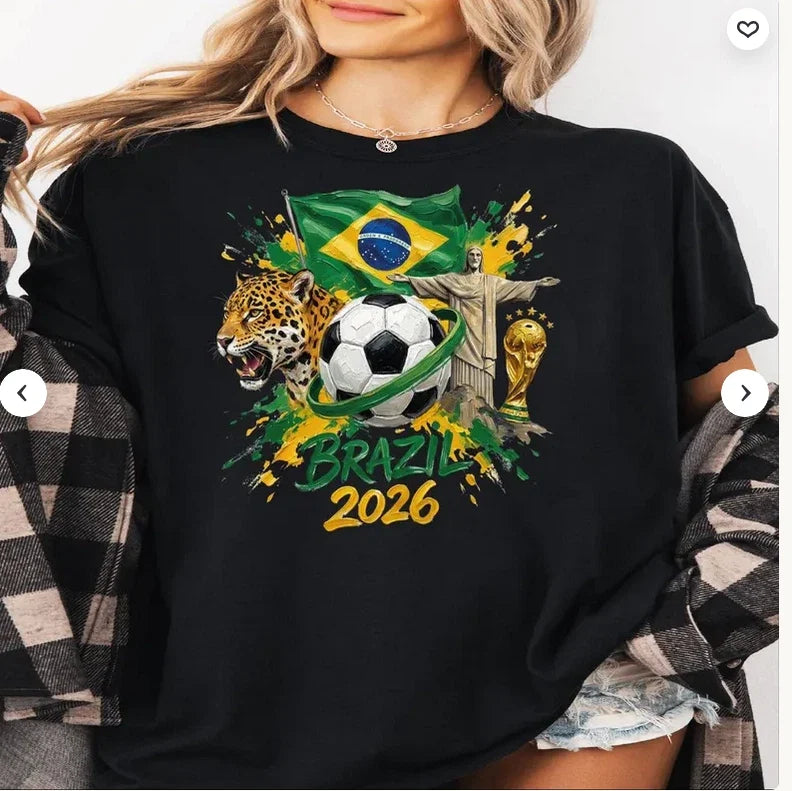 Brazil 2026 World Cup Shirt Soccer T Shirt Brazil Football Unisex , , , Long Sleeve Tee