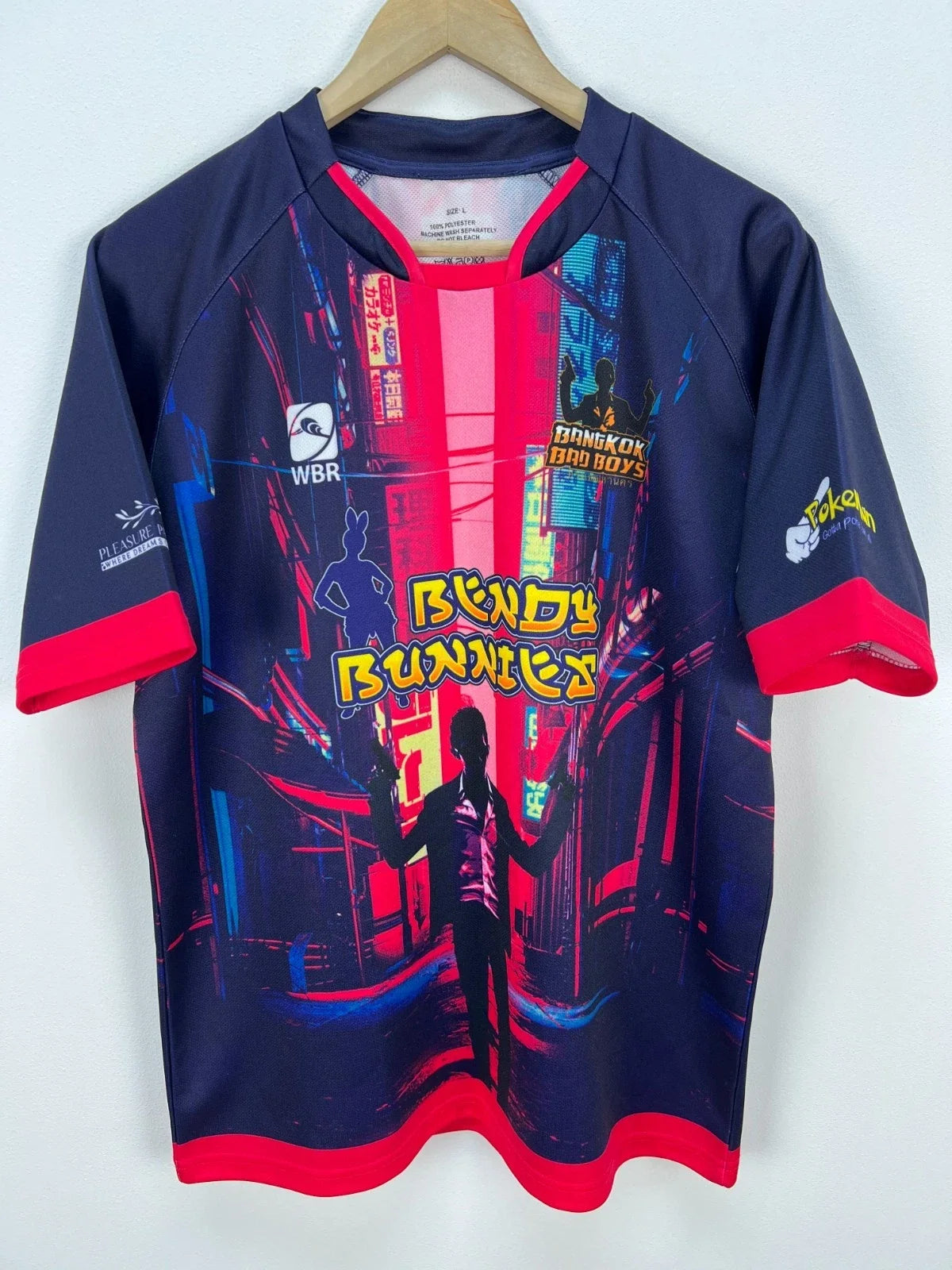 Bangkok Bad Boys Beach Soccer Jersey Cyberpunk Neon Football Shirt Y2K WBR Large Unisex , , , Long Sleeve Tee
