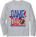 Game Day Football Retro Blue Red Touchdown Gift Long Sleeve Tshirt Unisex , , , Long Sleeve Tee