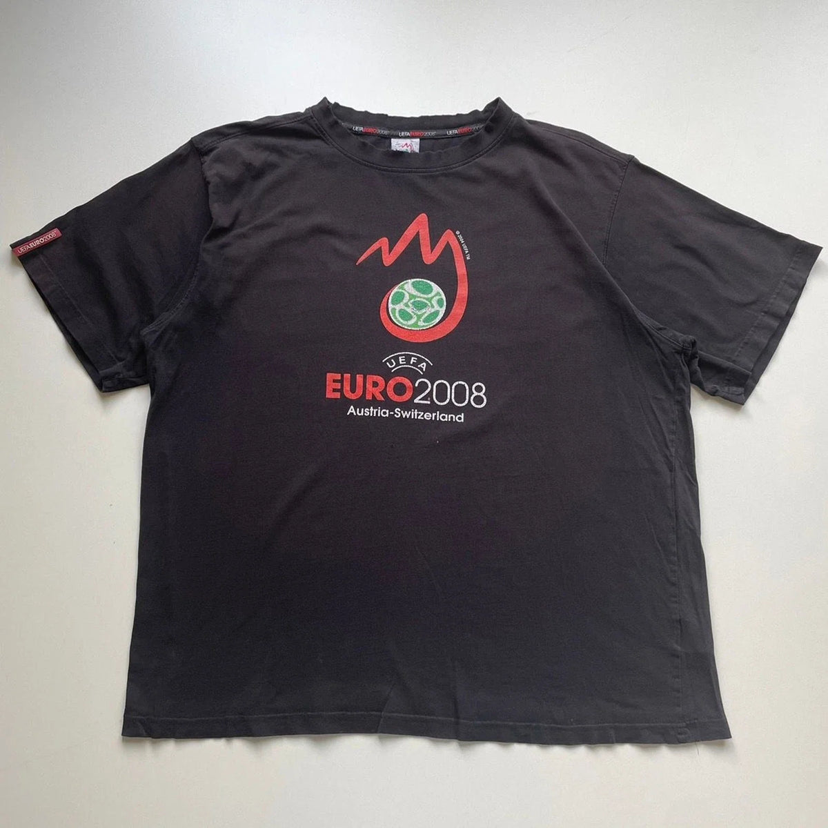 Vintage 2008 Austria-Switzerland Euro Cup T Shirt Mens XL Y2K Faded Black Soccer Unisex , , , Long Sleeve Tee