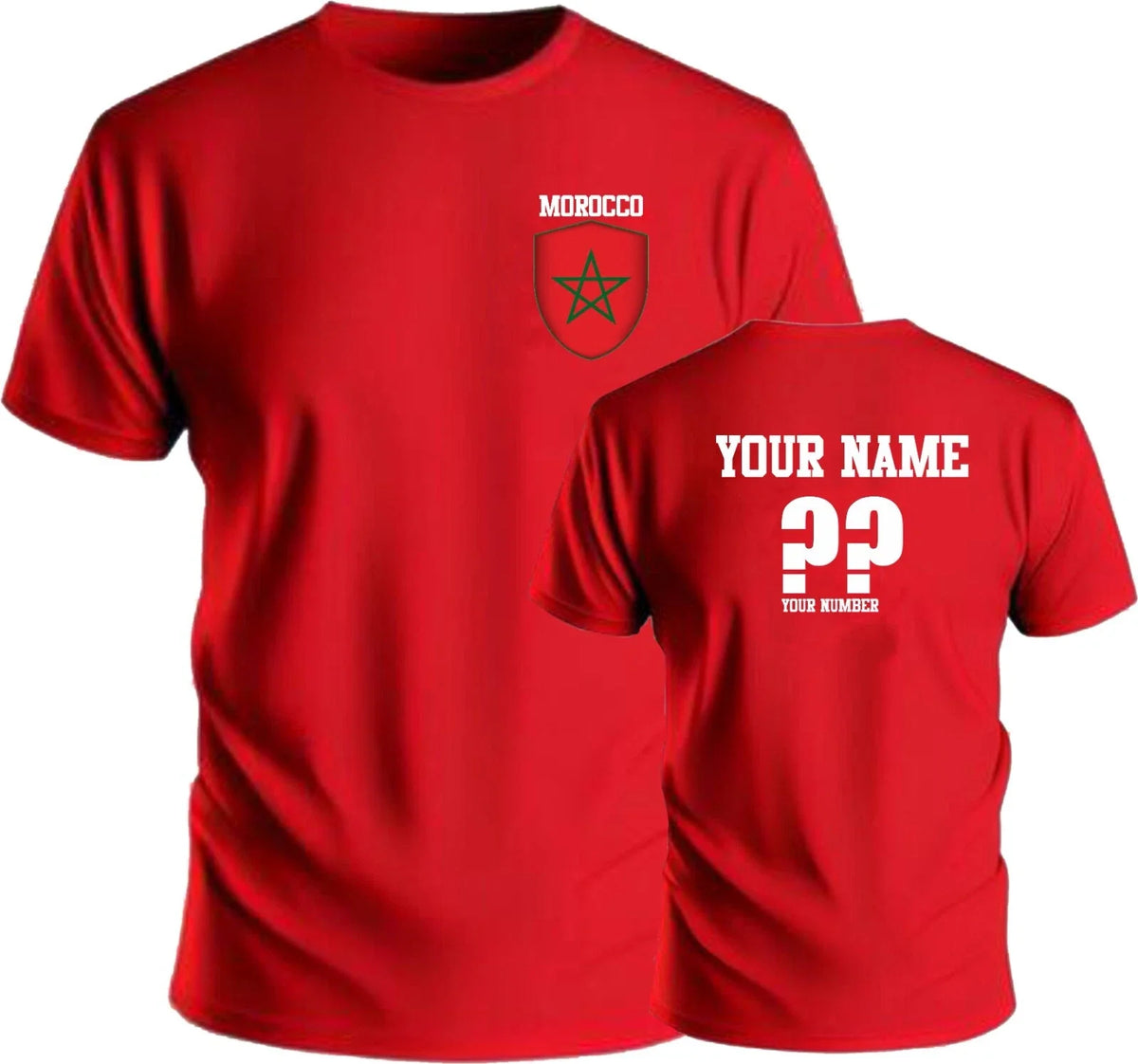 Personalise Morocco Football Soccer Fans Sports Costume Flag Badge Unisex , , , Long Sleeve Tee