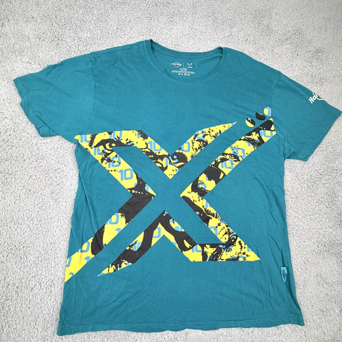 Messi Hard Rock Shirt Mens XL Teal Live Greatness Graphic Soccer Futbol Unisex , , , Long Sleeve Tee
