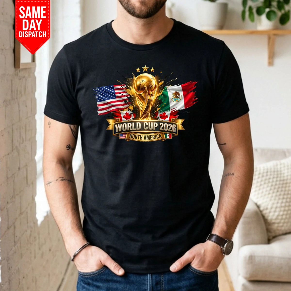 World Cup 2026 Printed Soccer Cup North USA Football Fan Gift Mens T Top Unisex , , , Long Sleeve Tee