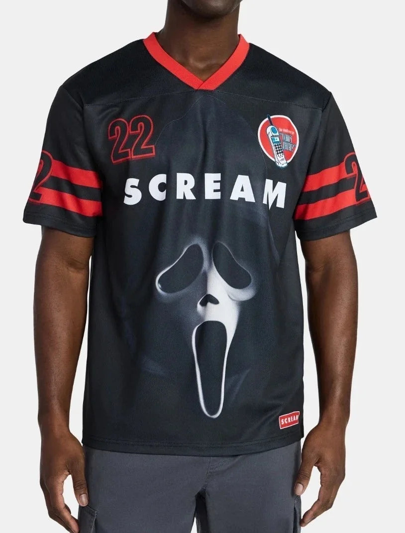 Scream Ghostface Graphic Soccer Jersey Horror Movie Fan Shirt New With Tags M/L Unisex , , , Long Sleeve Tee
