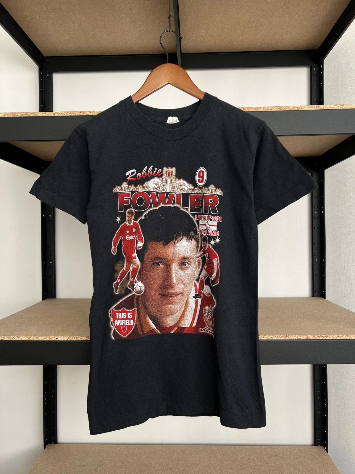 Vintage 90s Robbie Fowler Liverpool England #9 Soccer Black Sz S Unisex , , , Long Sleeve Tee