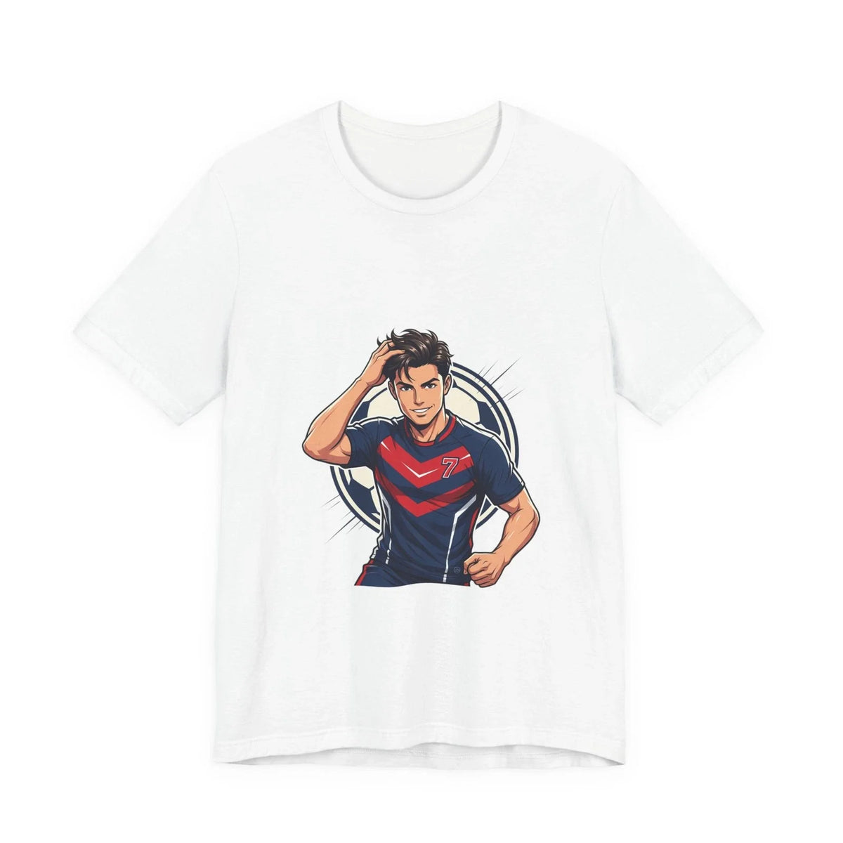 Soccer Player Illustration Tee | Number 7 Jersey Back Emblem Unisex , , , Long Sleeve Tee