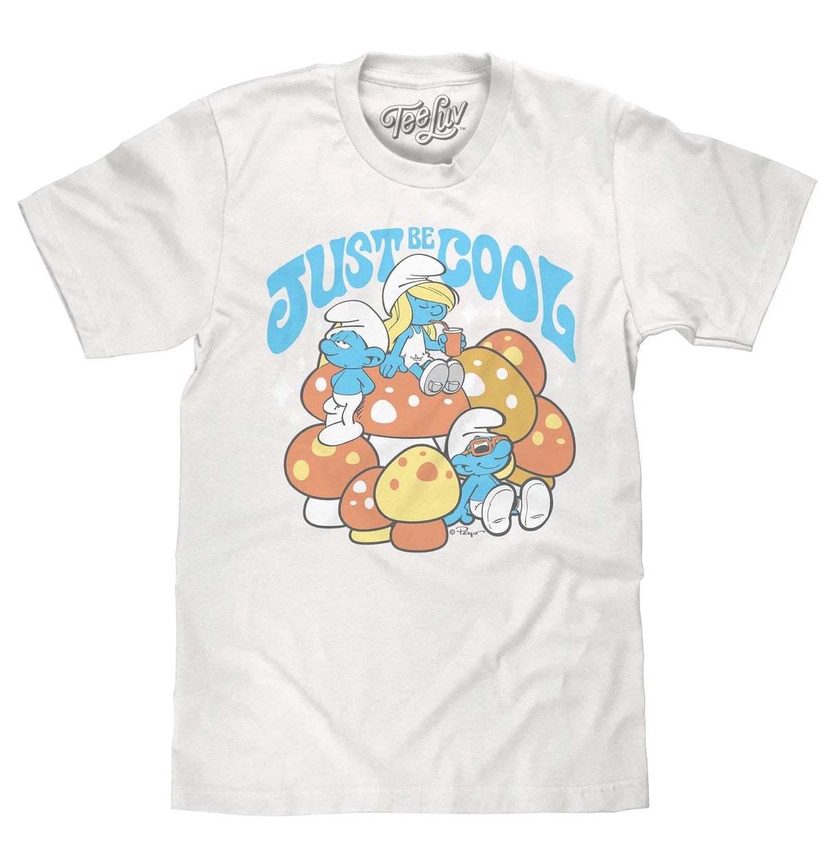 Smurfs Just Be Cool Mens T Shirt White Unisex , , , Long Sleeve Tee