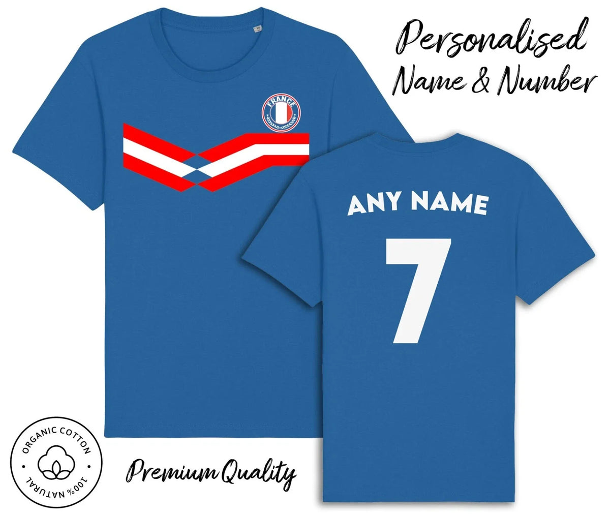 France Strip 2026 Personalised Name & No Adults Kids Baby,Football Euro Unisex , , , Long Sleeve Tee