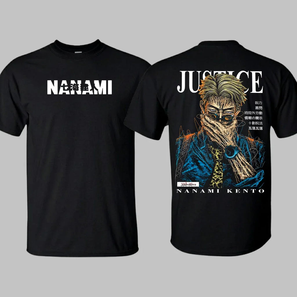 Nanami Kento Shirt Heavy Cotton Acid Washed Tee Jujutsu Kaisen Anime Graphic Top Unisex , , , Long Sleeve Tee