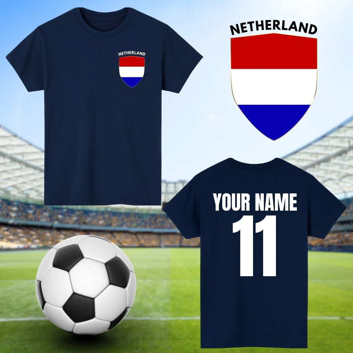Personalised Netherlands Football Custom Name And Number Sports Lover Unisex , , , Long Sleeve Tee