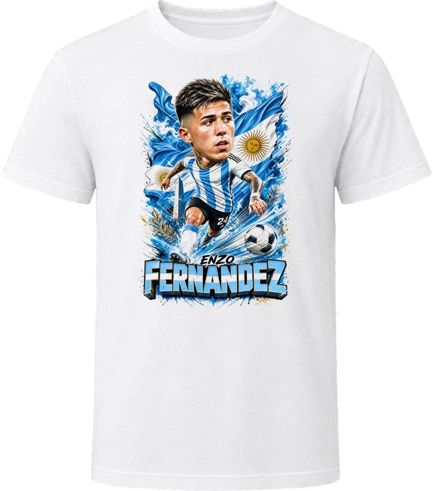 Enzo Fernandez Argentina Soccer Caricature 2026 World Cup T Shirt Unisex , , , Long Sleeve Tee