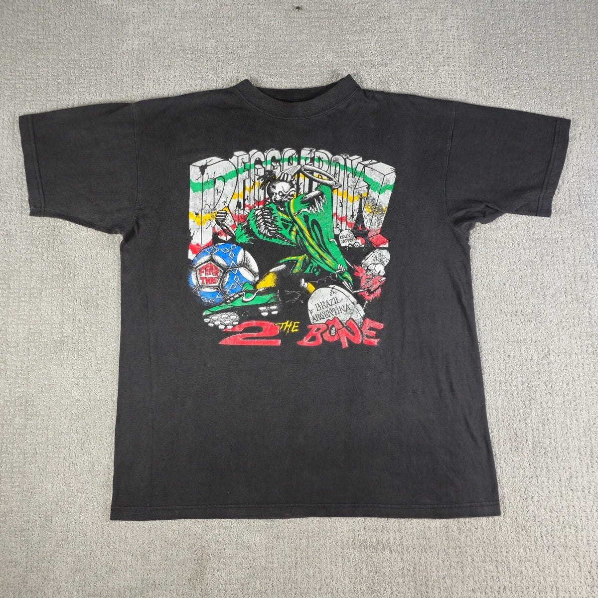 Vintage Rare Reggae Boyz Soccer Paris World Cup 98 T Shirt Mens XL Black Skull Unisex , , , Long Sleeve Tee