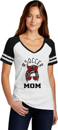 Mom Bun Soccer Mom Red Plaid Headband Womens Game V-neck Unisex , , , Long Sleeve Tee