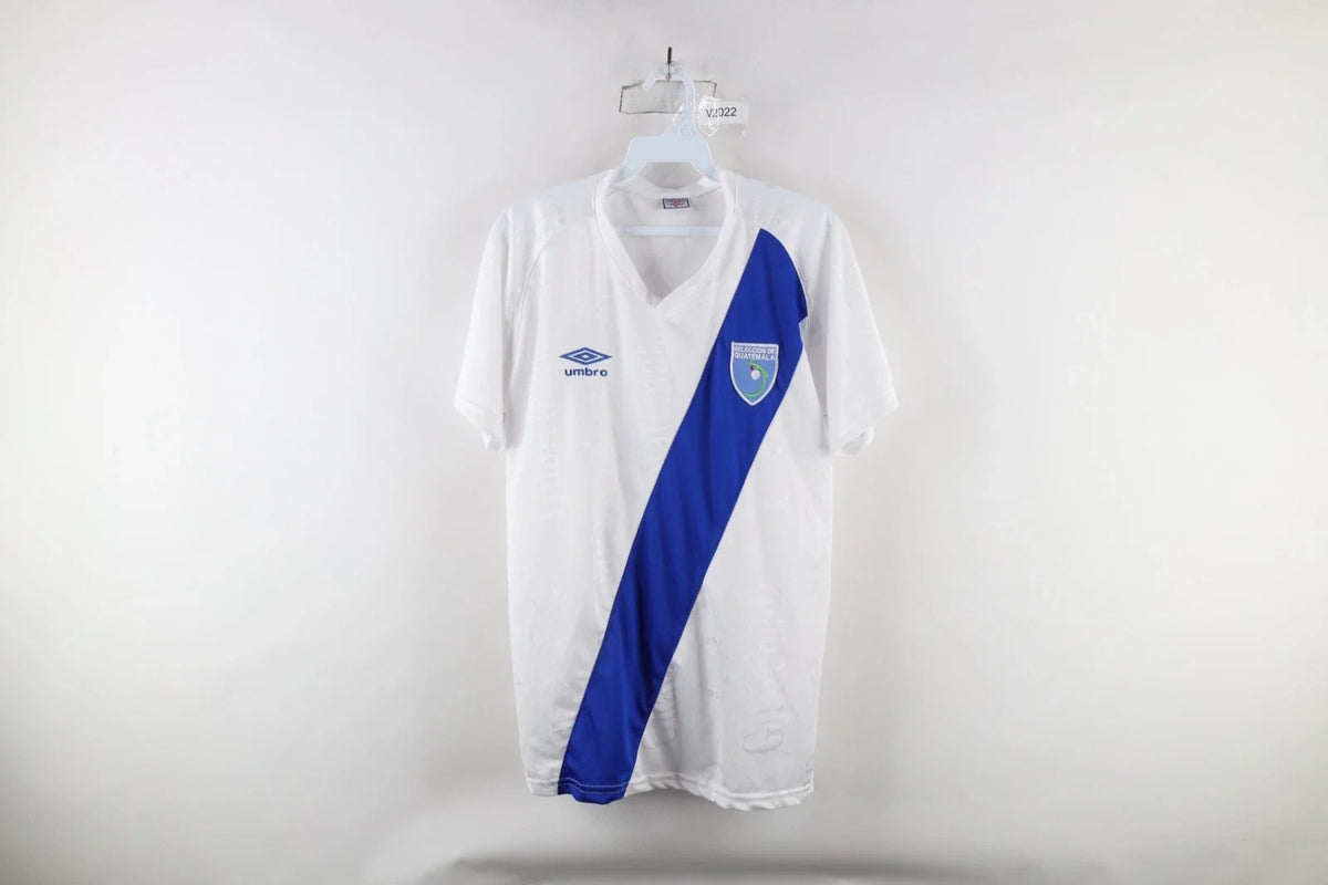 Vintage Umbro Mens Small Spell Out All Over Print Guatemala Soccer Futbol Jersey Unisex , , , Long Sleeve Tee