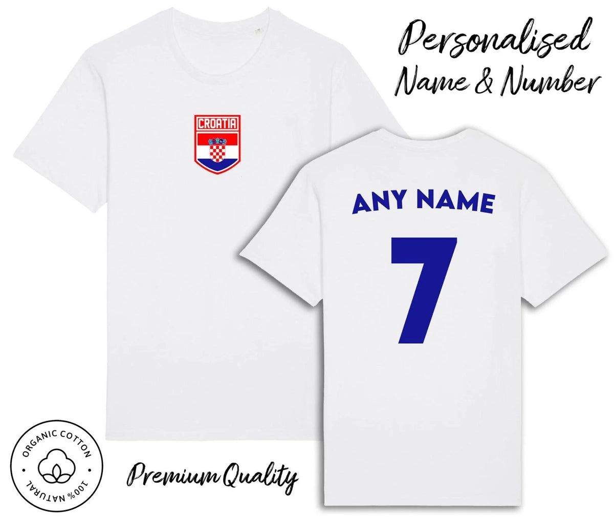 Croatia Flag Personalised Name & No Family Football World Cup 2026 Kit Unisex , , , Long Sleeve Tee