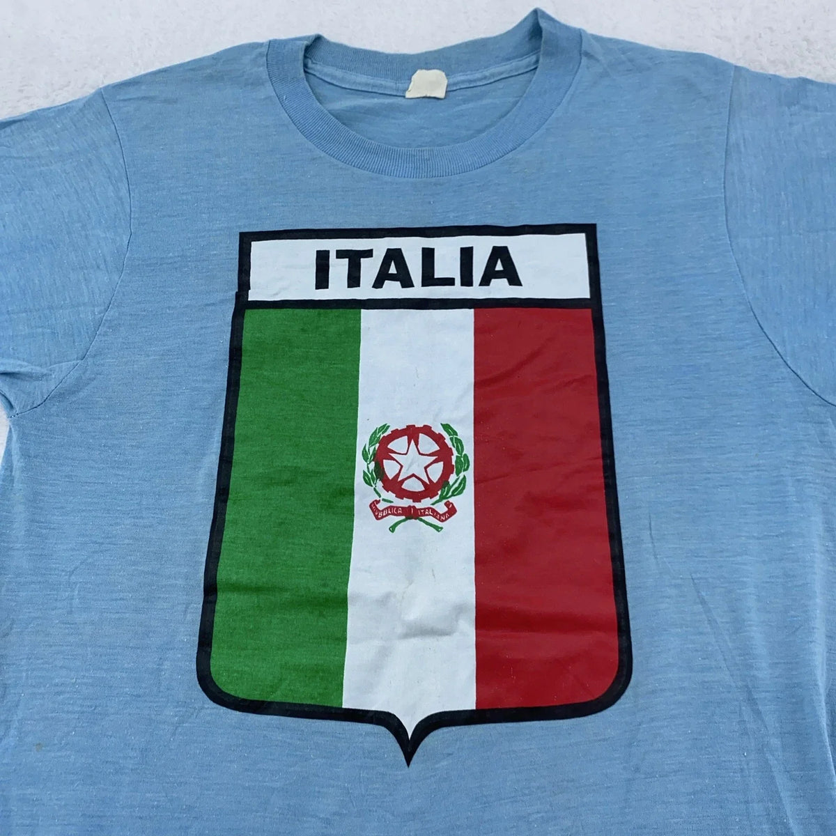 Vintage 70s Italia Italy Shirt Mens XXS Italian Flag Crest Soccer Tee 80s Unisex , , , Long Sleeve Tee