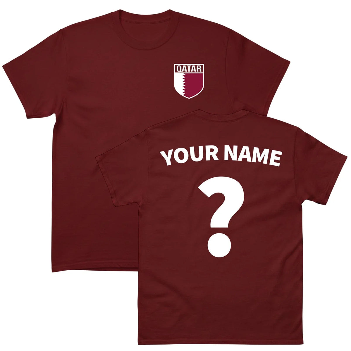 Qatar football T Shirt,Personalised football Badge Tee, Custom Name & Number Top Unisex , , , Long Sleeve Tee