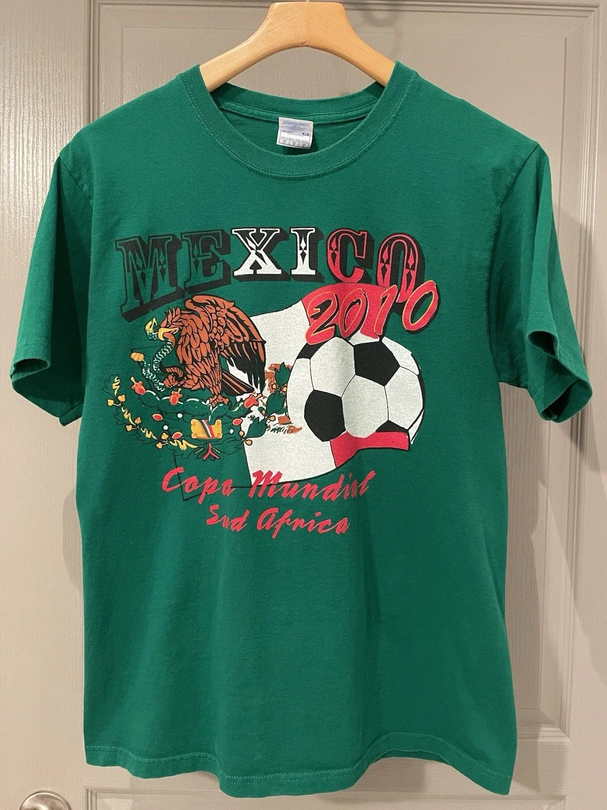 2010 Mexico World Cup South Africa Green Graphic Shirt Mens Medium Soccer Futbol Unisex , , , Long Sleeve Tee