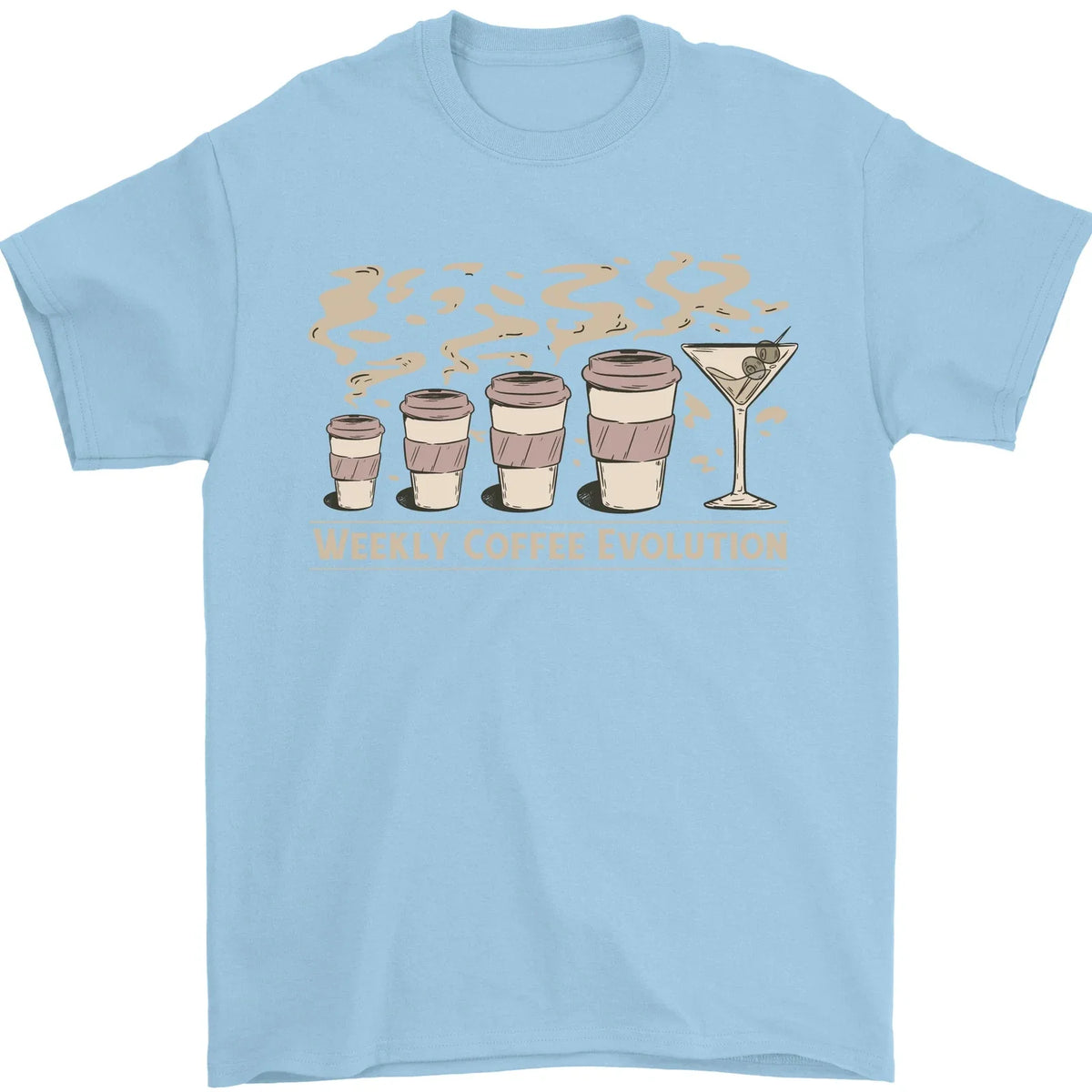 Funny Weekly Coffee to Alcohol Evolution Wine Mens 100% Cotton Unisex , , , Long Sleeve Tee