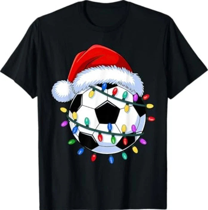 Santa Soccer Ball Christmas Soccer Unisex , , , Long Sleeve Tee
