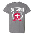 Switzerland Soccer Laurel - World Football Cup T Shirt - Graphite Heather Unisex , , , Long Sleeve Tee