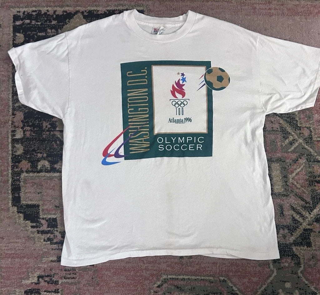 Vintage 1996 Atlanta Olympic Soccer Washington DC RFK Hanes XL Unisex , , , Long Sleeve Tee