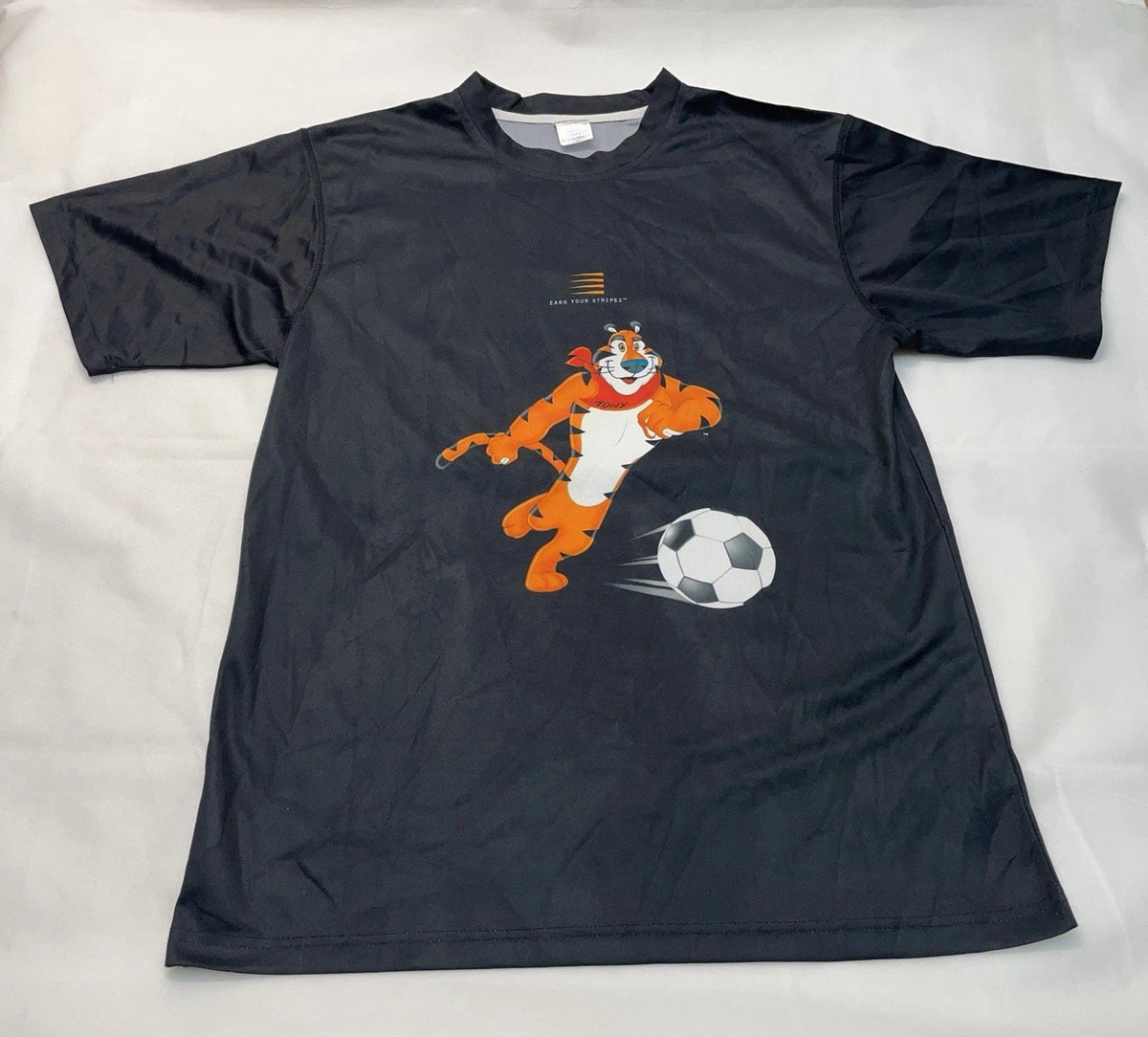 Retro Kellogs Tony Tiger 2008 Soccer Black Jersey Size L Unisex , , , Long Sleeve Tee