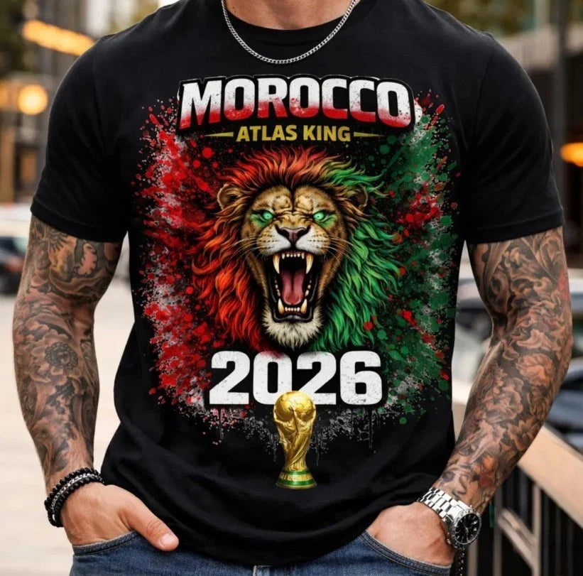 Morocco Atlas King Lion : 2026 World Cup Soccer Fan Tee Unisex , , , Long Sleeve Tee