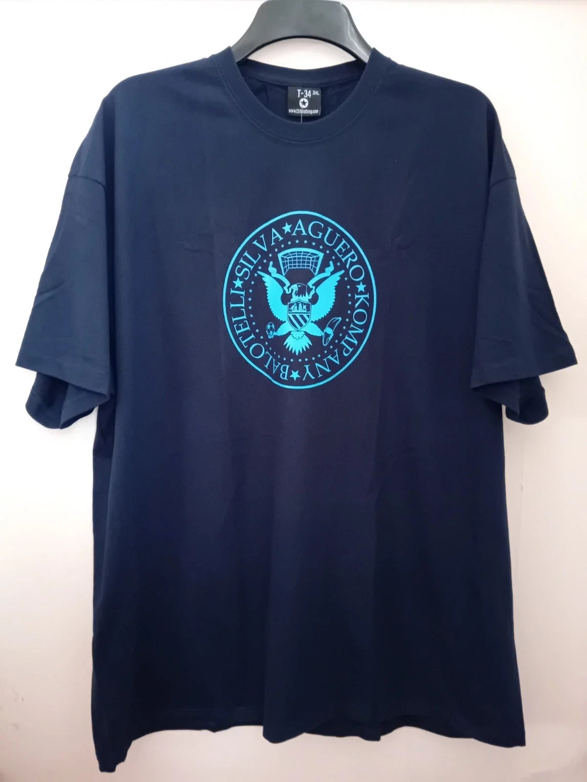 Mens Uk Size 3XL Football themed Navy Blue Short Sleeve Front Print Unisex , , , Long Sleeve Tee