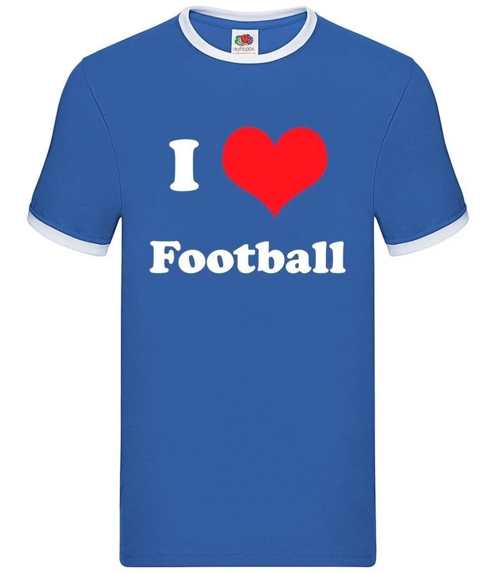I Love Football - Mens Ringer - Soccer Footy Fan Sport Player Team Unisex , , , Long Sleeve Tee