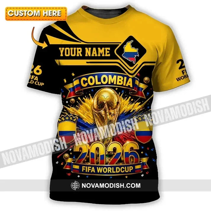Unisex Shirt - Custom Colombia World Cup 2026 3D Shirt L763 Unisex , , , Long Sleeve Tee