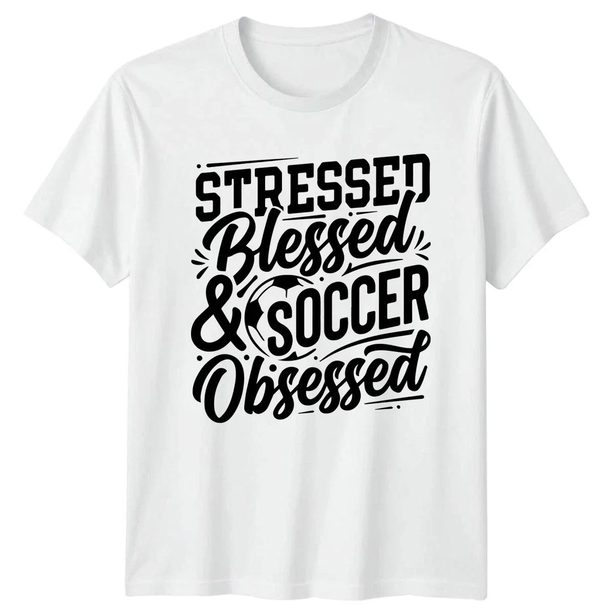 Stressed Blessed & Soccer Obsessed Soccer Mom Gift For Him And Her Unisex , , , Long Sleeve Tee
