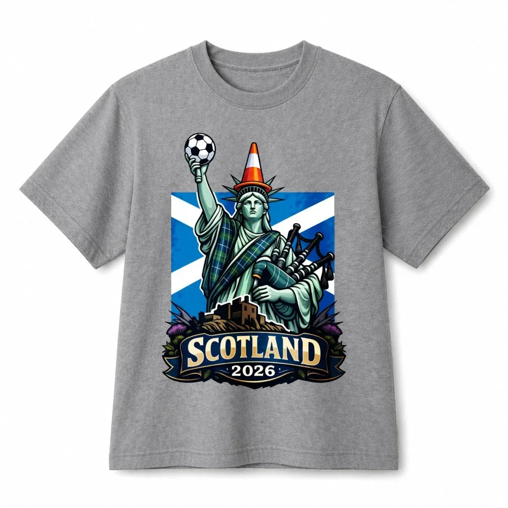 Scotland 2026 Liberty Statue Soccer Funny Retro Graphic Cotton T‑Shirt Unisex Unisex , , , Long Sleeve Tee