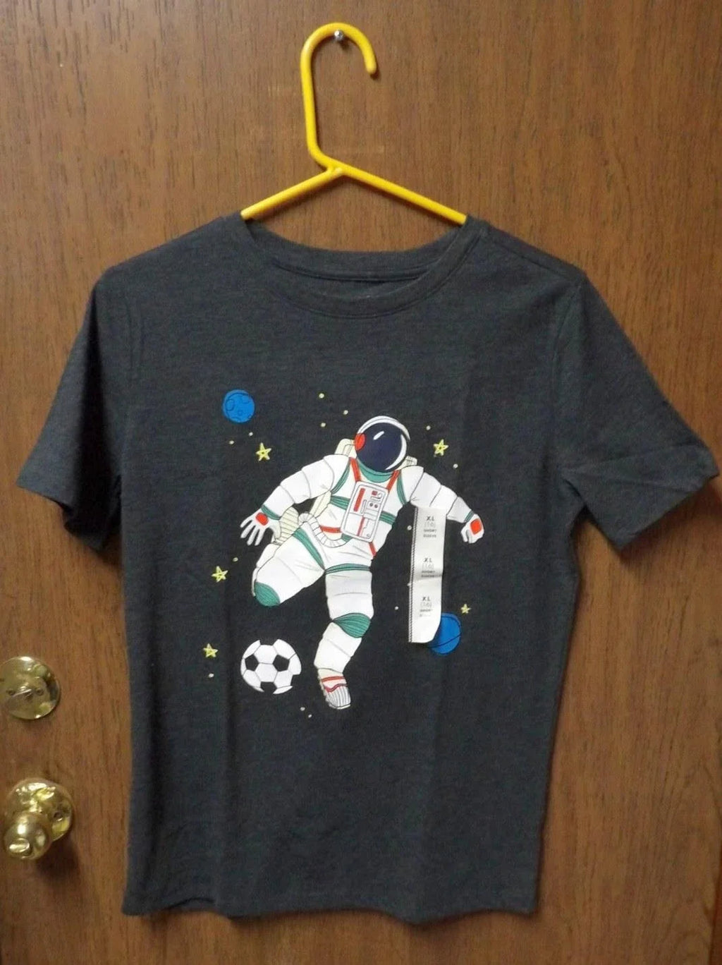 Soccer Astronaut Boys L 16 Cat & Jacks New Outer Space Black Dark Grey Unisex , , , Long Sleeve Tee