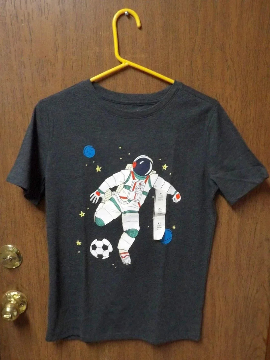 Soccer Astronaut Boys L 16 Cat & Jacks New Outer Space Black Dark Grey Unisex , , , Long Sleeve Tee
