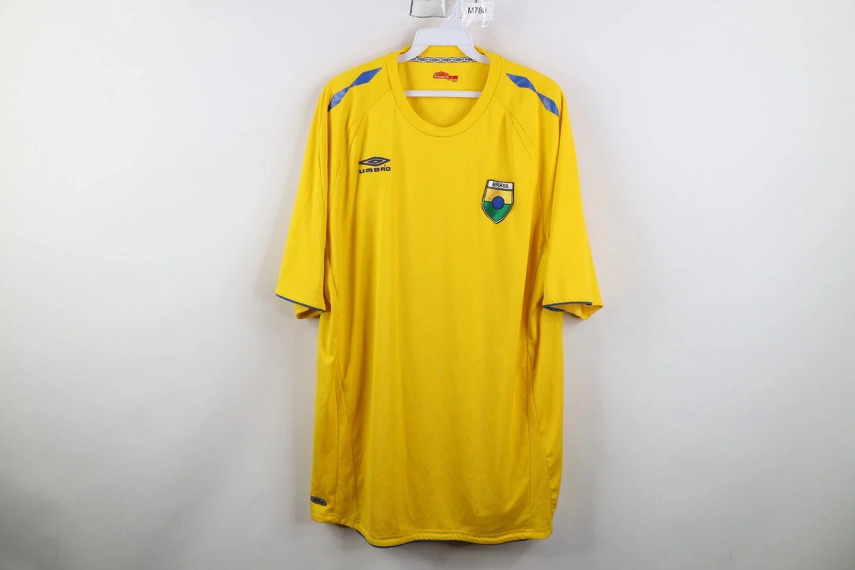 Vintage Umbro Mens XL World Cup Training Brasil Soccer Football Jersey Yellow Unisex , , , Long Sleeve Tee