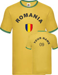 Personalised Romania Football Ringer Soccer Fan's Sports Flag Badge Top Unisex , , , Long Sleeve Tee