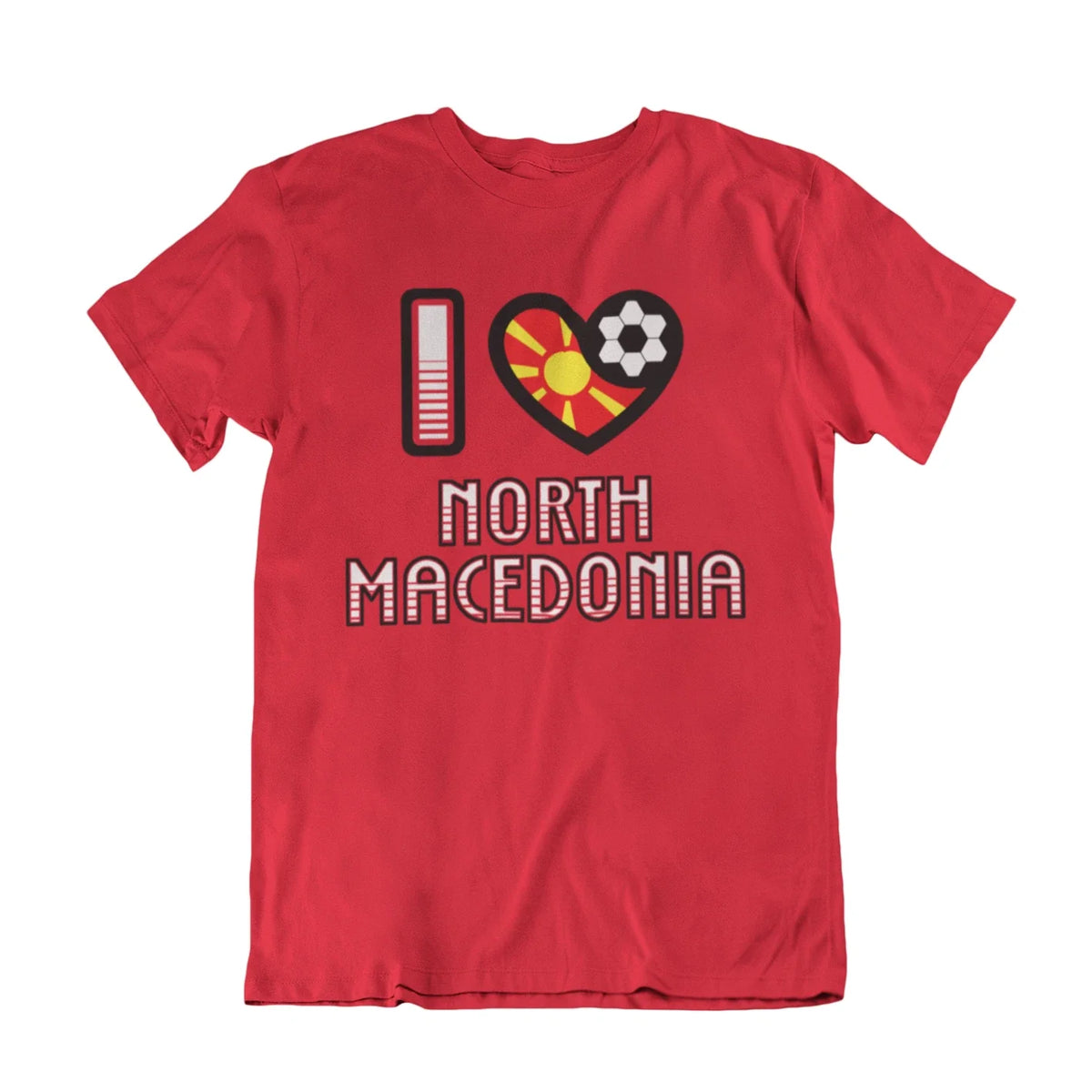 Adult or Kids I LOVE NORTH MACEDONIA Football TShirt World Cup 2026 Cotton Unisex , , , Long Sleeve Tee