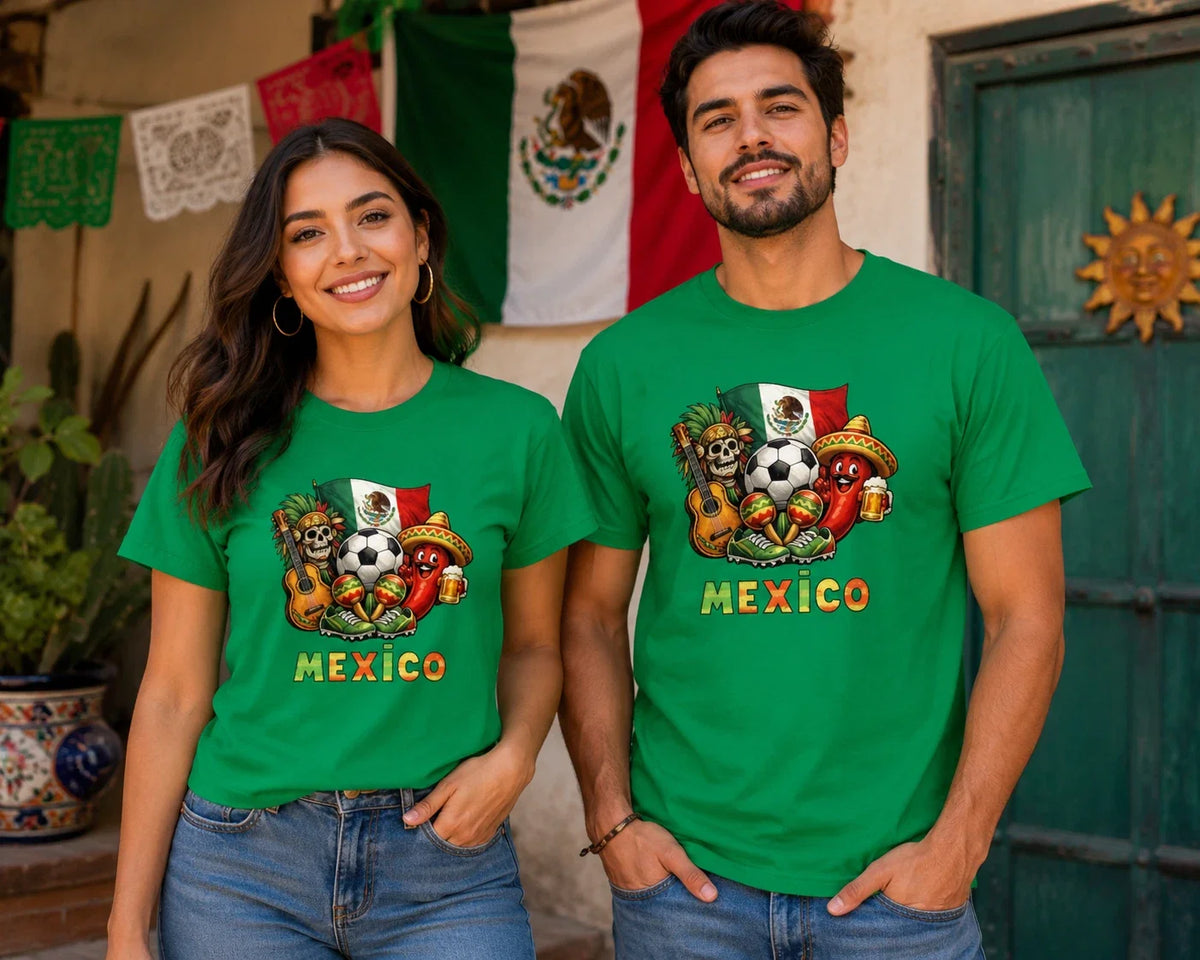 Mexico Soccer T Shirt Mexican Futbol Graphic Tee Funny Football Fan Unisex Green Unisex , , , Long Sleeve Tee