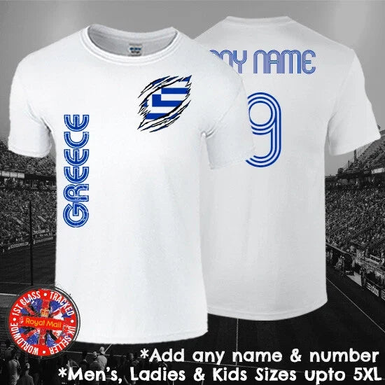 Greece Football Fan Personalised Mens Ladies Kids Euros World Cup Greek Unisex , , , Long Sleeve Tee