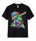 Brazil Flag USA Flag Graphic T Shirt Dabbing Soccer Patriotic Football Fan Gift Unisex , , , Long Sleeve Tee
