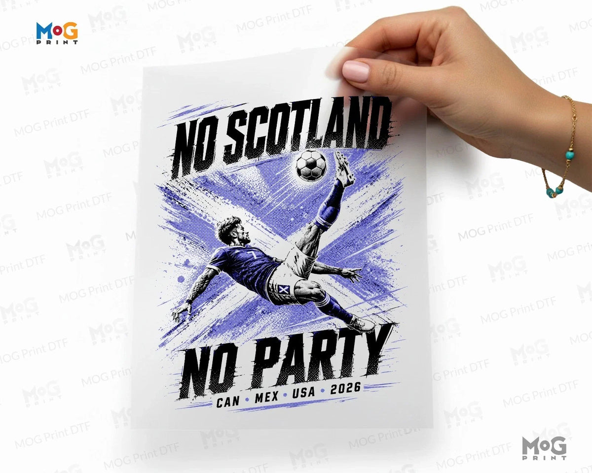 No Scotland No Party DTF Transfer Scottish Soccer Iron On Football Decal Unisex , , , Long Sleeve Tee