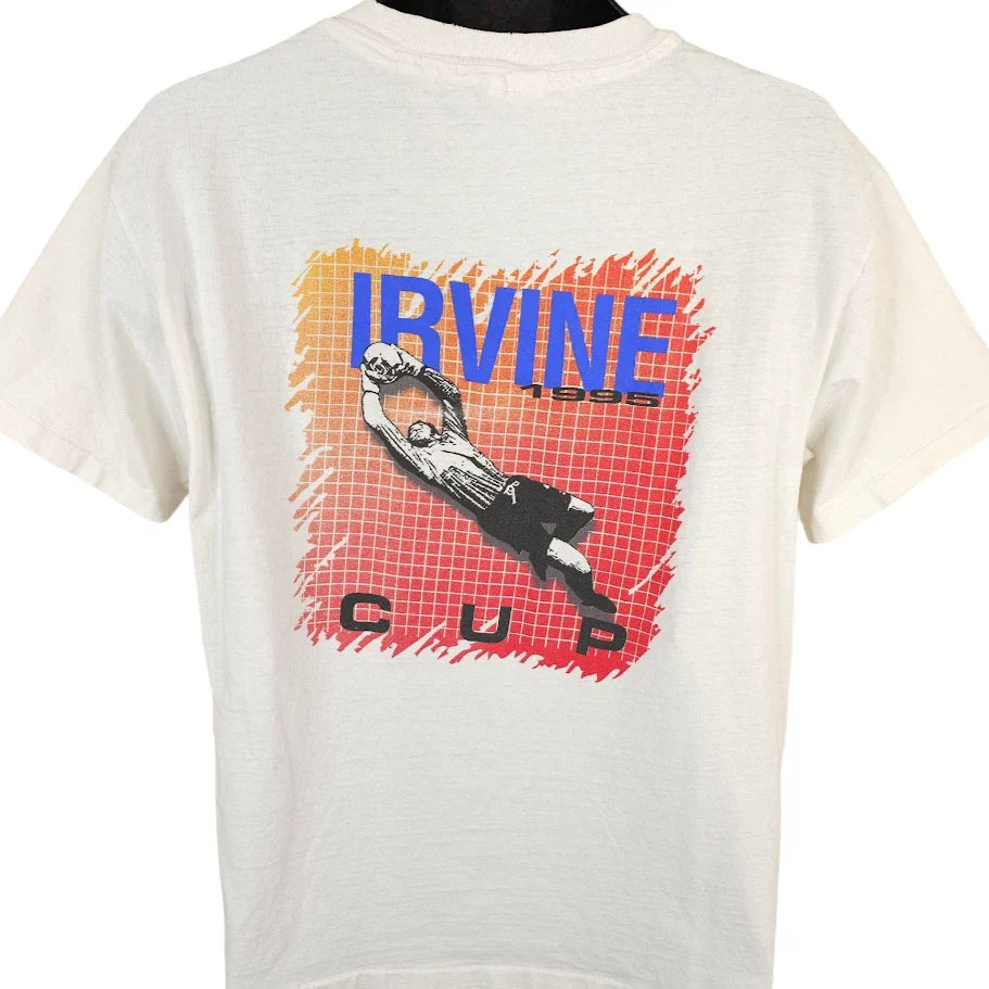 Vintage Irvine Cup T Shirt Mens Size Large White 90s 1995 Soccer Made In USA Unisex , , , Long Sleeve Tee