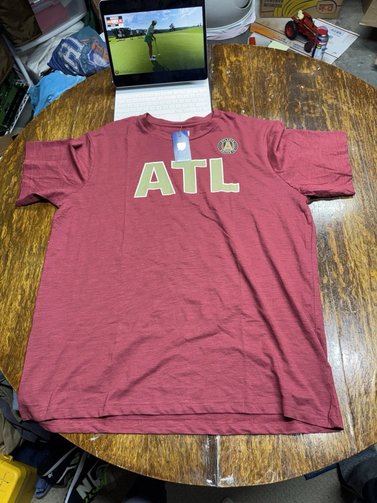 Atlanta United FC MLS TShirt Adult 2XL Maroon Gold ATL Soccer Jersey Top New Unisex , , , Long Sleeve Tee
