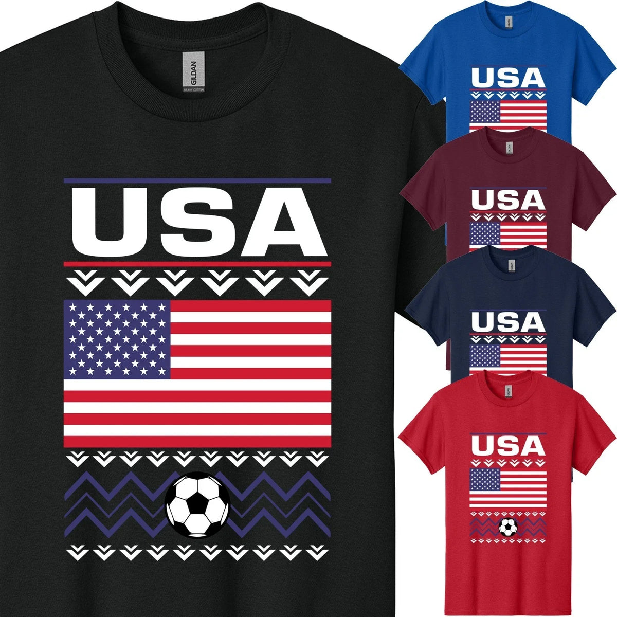 American Flag Parotitic Soccer Sports Team Men's USA Football Lover Gift Unisex , , , Long Sleeve Tee