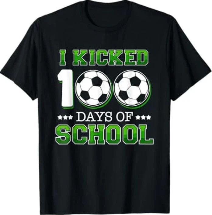 I Kicked 100 Days of School Soccer Sport 100th Day Unisex , , , Long Sleeve Tee