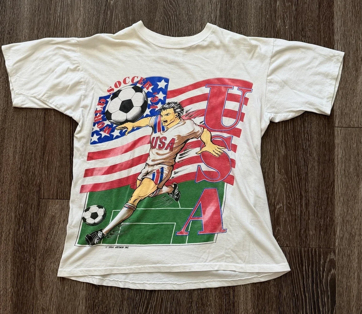 World Cup USA Soccer Shirt 1994 Vintage, White, Rare Graphic OS-See Measurments Unisex , , , Long Sleeve Tee