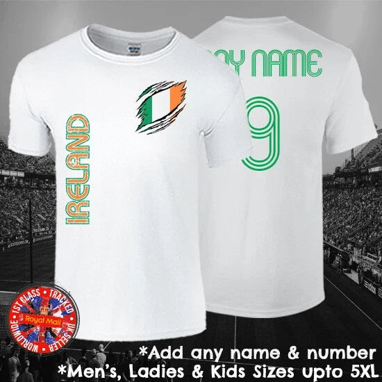 Ireland Football Fan Personalised Mens Ladies Kids Euros World Cup Irish Unisex , , , Long Sleeve Tee